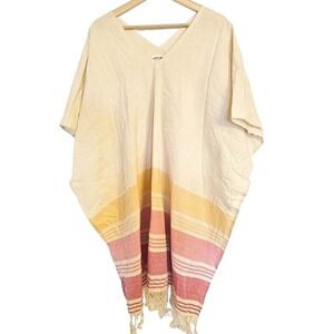Tribe alive Earthy poncho one size cream Fringe boho long
